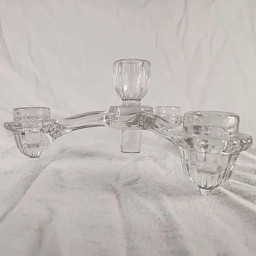 Candelabra Crystal 3 Arm CANDLE HOLDER Holiday CENTERPIECE 2 Pcs No Candles